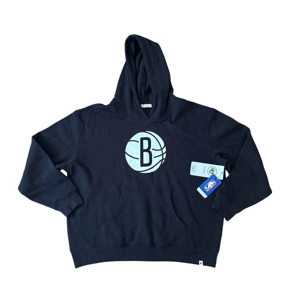 '47 Brand Brooklyn Nets Hoodie Women Black NWT Graphic Pullover SIZE XL
